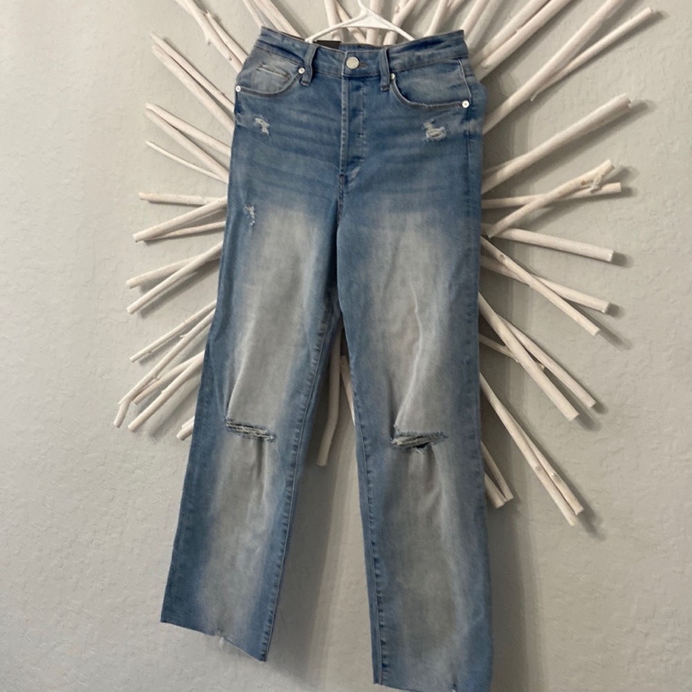 Blank NYC The Baxter Ripped High Waisted Ribcage Straight Leg Jeans size 28
